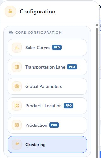 Core Configuration section with Clustering selected