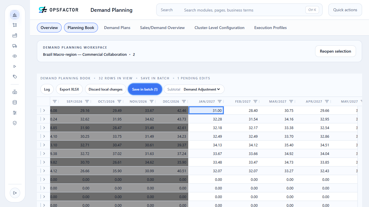Pending increase and Save in batch highlighted