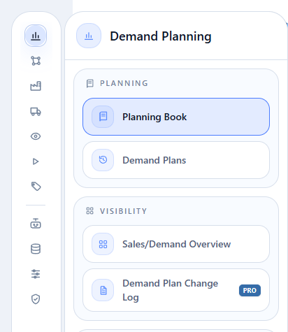 Demand Planning navigation with the Planning Book entry