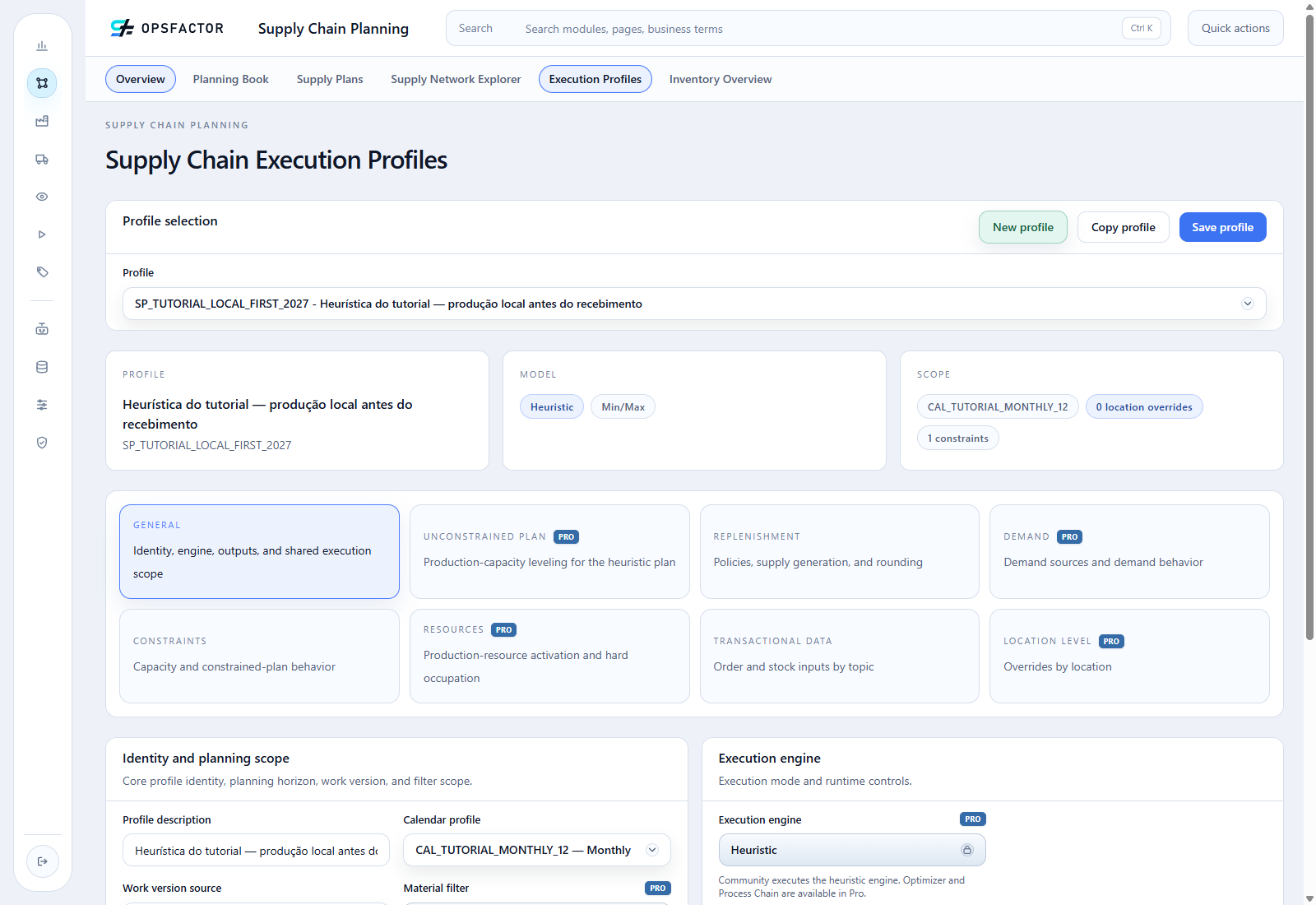 Supply profile using the reusable monthly calendar