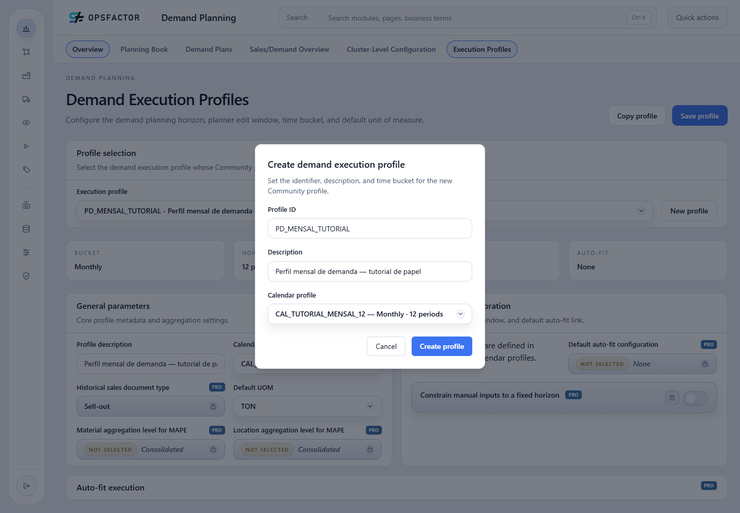 Create dialog with ID, description and calendar