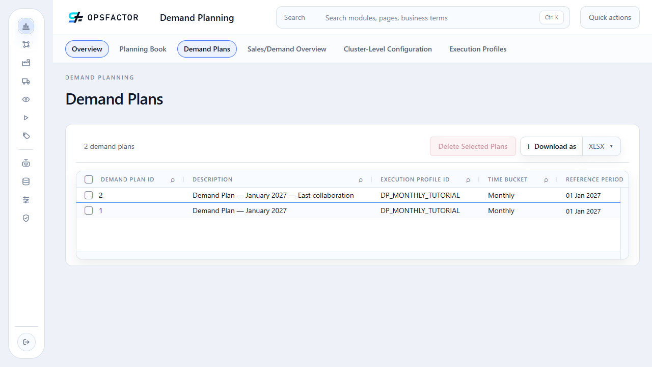Demand Plan funcional persistido